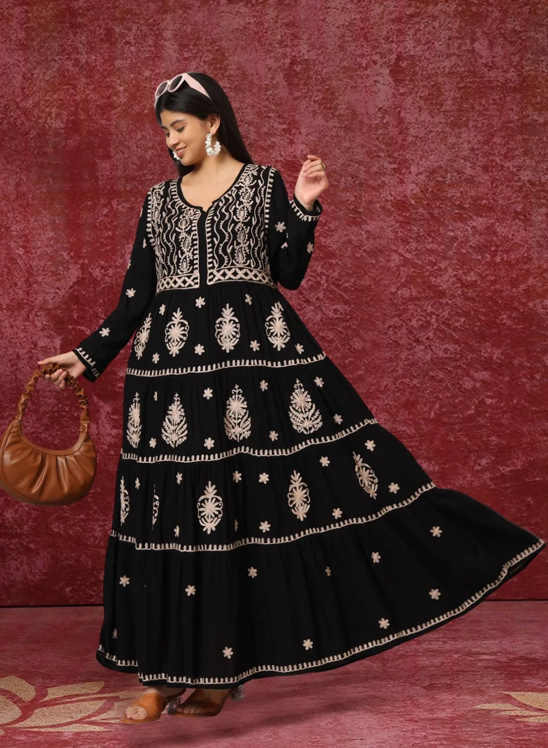 Alaya Hand Embroidered Lucknowi Chikankari  Rayon Jalabiya-AL3935