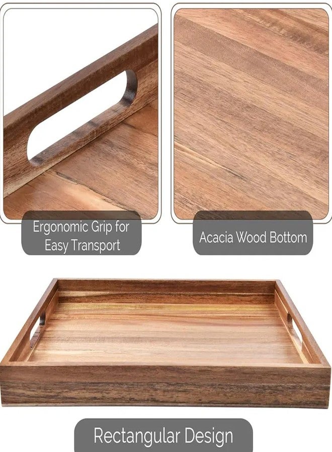 Dantawood Decor Square Shape Wooden Serving Tray, 2 Pcs Combo, Large-16 x 12 x 2 Inch, Medium-14 x 10 x 2 Inch - Image 3
