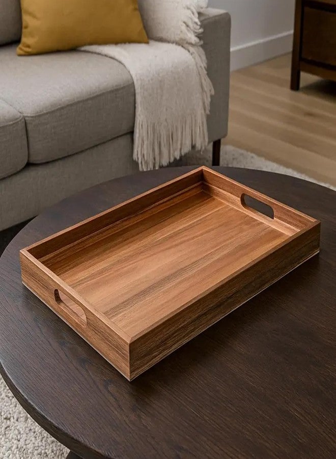 Dantawood Decor Square Shape Wooden Serving Tray, 2 Pcs Combo, Large-16 x 12 x 2 Inch, Medium-14 x 10 x 2 Inch - Image 5