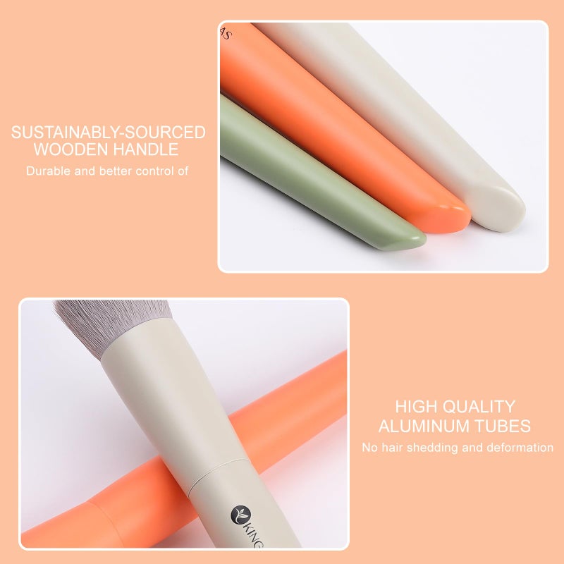 KINGMAS 3Pcs Foundation Brush Contour Concealer Brush Set, Under Eye & Blusher Brush Face Kabuki Makeup Brushes - Image 5