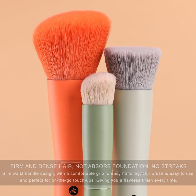 KINGMAS 3Pcs Foundation Brush Contour Concealer Brush Set, Under Eye & Blusher Brush Face Kabuki Makeup Brushes - Image 4