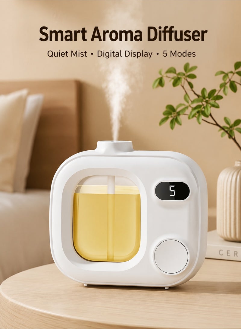 Monda 500ml Ultrasonic Aroma Diffuser Humidifier, Essential Oil Air Freshener with LED Light, Quiet Mist Maker, 5 Smart Modes Auto Shut-Off for Home Office Bedroom Spa - Image 1