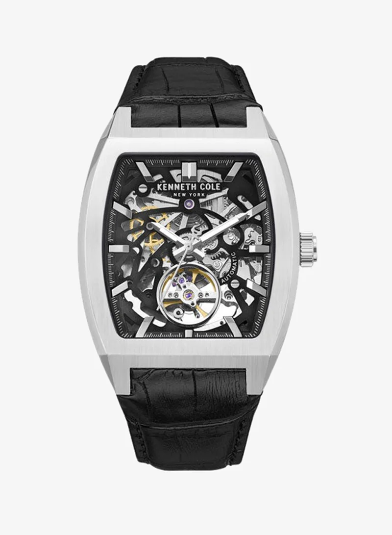 Black Dial Leather Strap Multifunction Watch for Men, 40mm