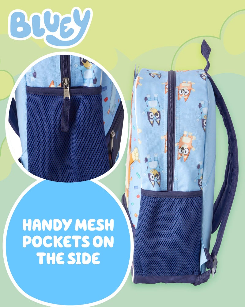 Fast Forward Bluey Kids Backpack - 16 Inch 3D Bookbag Preschool Elementary Backpack for School Girls & Boys with Front Pocket, Bluey Light Blue - Image 5