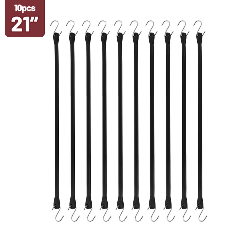 Bolvixor Bungee Cords with Hooks (10 Pack) â€“ 21" Heavy Duty EPDM Rubber Tarp Straps, Max Stretch 2X, Load 180+ LBS, Crimped S Hooks for Cargo, Trucks, Camping, Outdoor Use - Image 2
