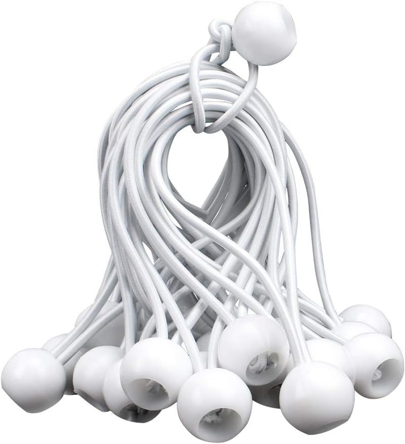 AOPRIE 30 Pack Bungee Balls 6inch White Ball Bungee Heavy Duty 6inch Tarp Bungee Cords HeavyWeight Trap Weather Resistant Tie Down Strap 4mm Thickness for Camping, Tents, Cargo, Holding Wire and Hoses - Image 2