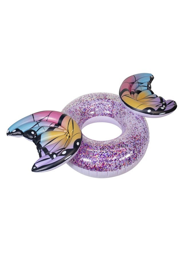 Poolcandy Glitter Filled Inflatable Butterfly Pool Float - Make a Splash in Style with This Large 40" Multicolored Butterfly Swim Ring - Image 3