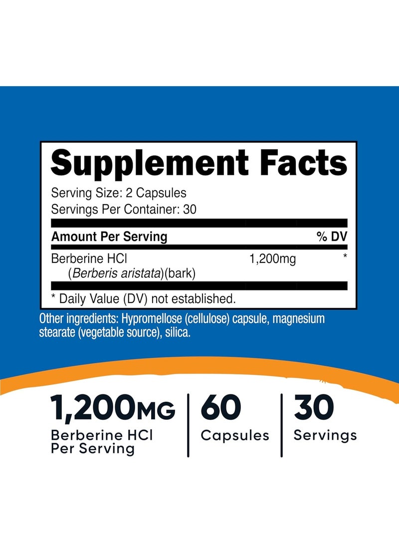 Nutricost Berberine HCl 1200mg , 60 Vegetarian Capsules - Gluten Free & Non-GMO - Image 2