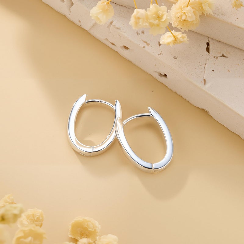 ALEXCRAFT 925 Sterling Silver Earrings Small Chunky Silver Hoop Earrings for Women Trendy Hypoallergenic Small Thick Huggie Hoops Earing Jewelry for Women Gifts - Image 4