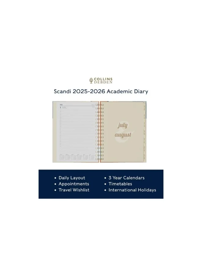 Collins Collins A5 Scandi 2025–2026 Academic Month Planner (July 2025–Jul 2026) A5, Hard Cover- Geo Grey