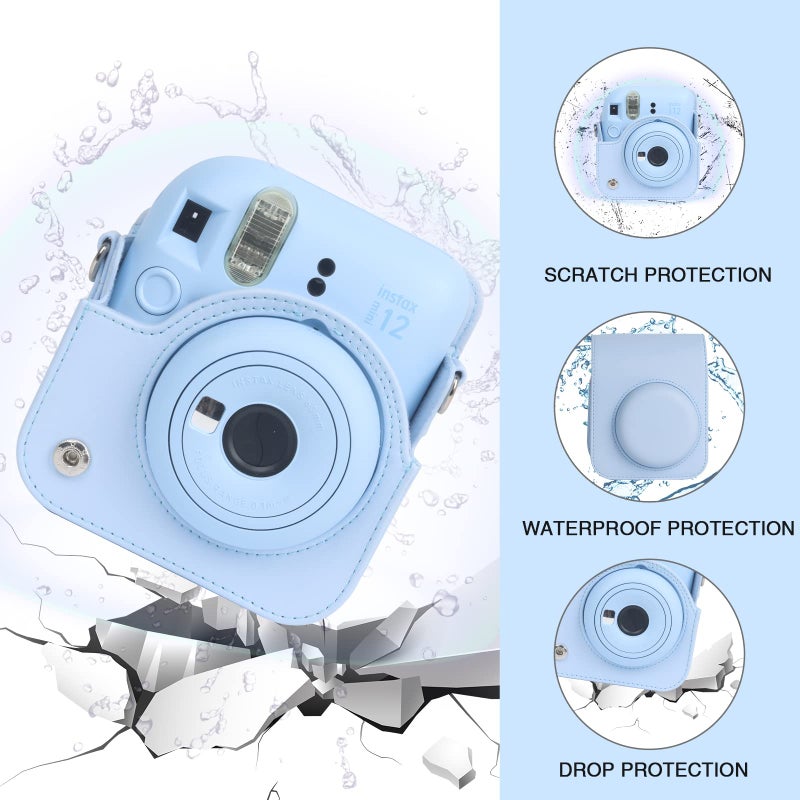 WOGOZAN Protective Case for Fujifilm Instax Mini 12 Instant Camera - With Light-sensitive Holes, Lower Right Lens Fit, Specially Designed for Mini 12 Camera (Pastel Blue) - Image 5