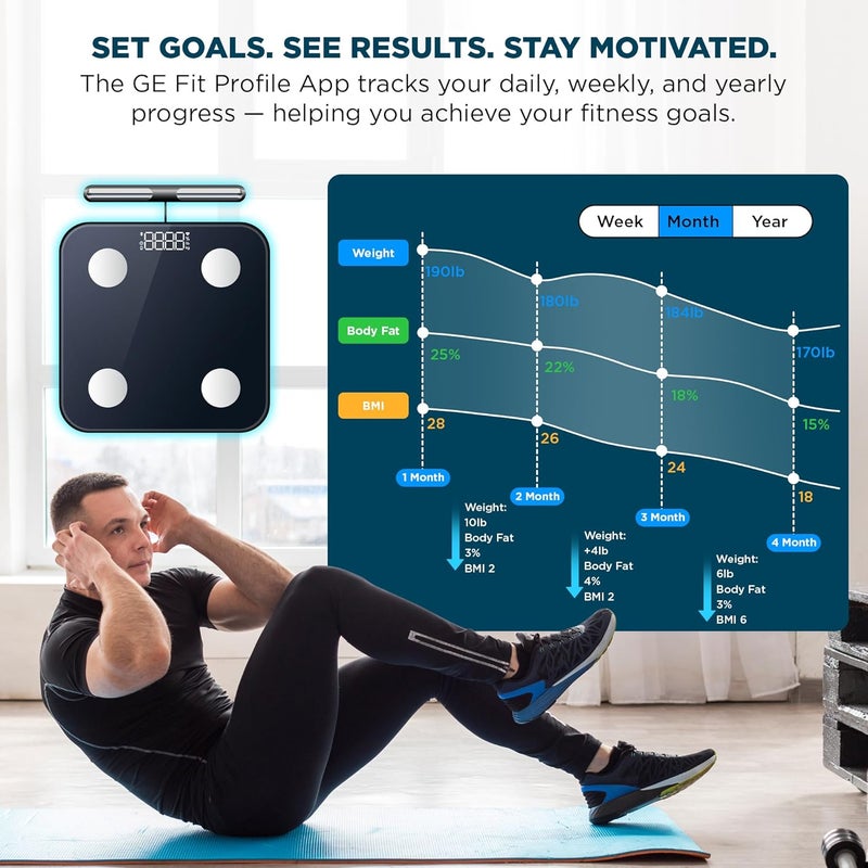 The Body Pod Smart Scale 8Electrode Digital Bathroom Scale with 40 Measurements Across Weight Fat BMI Muscle Mass  Full Body Composition 400 lbs Limit 4xAAA Batteries Included - Image 4