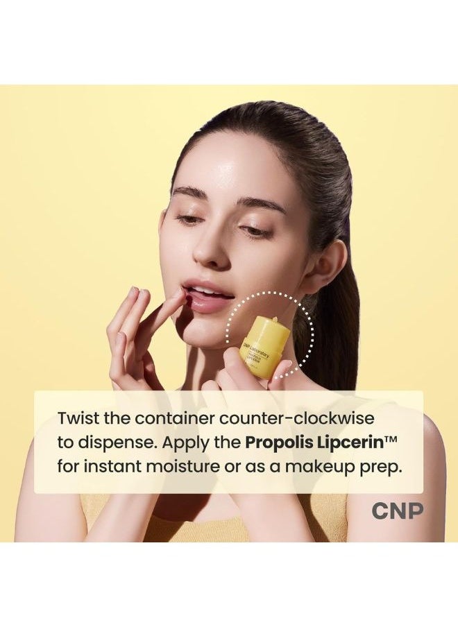 cnp laboratory - Propolis Lipcerin 15ml, Manuka Propolis Lipcerin™, Hydrating Overnight Lip Balm & Mask, 12 Hours Long-lasting Moisture, Gentle Exfoliation, Hygienic Twist Dispenser, Korean Skin Care - Image 1