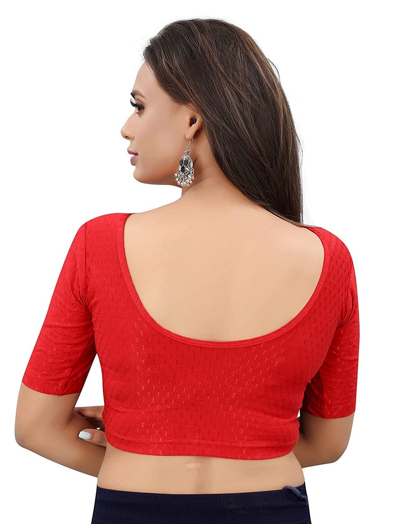 Bhochi Round Neck Cotton Spendex|Stretchable Blouse for Women|Readymade Blouse for Women|Blouses|Stretchable Blouse Readymade - Image 5