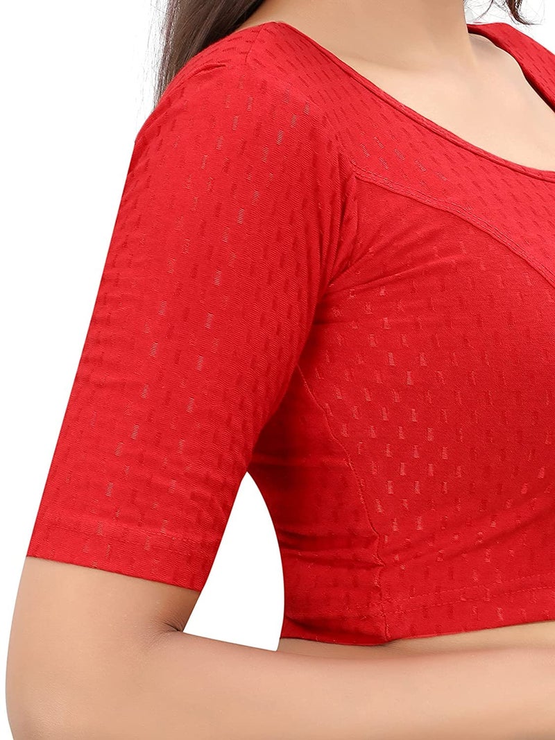 Bhochi Round Neck Cotton Spendex|Stretchable Blouse for Women|Readymade Blouse for Women|Blouses|Stretchable Blouse Readymade - Image 4