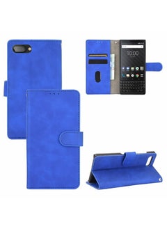 Case Cover For BlackBerry KEY2 Solid Color Skin Feel Magnetic Buckle Horizontal Flip Calf Texture PU Leather Case with Holder & Card Slots & Wallet Blue