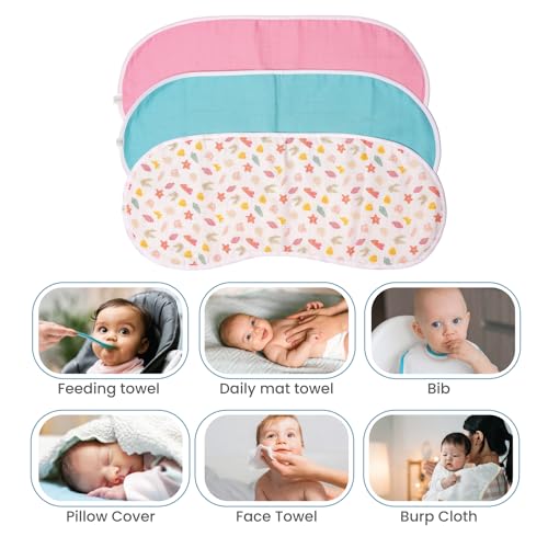 TIDY SLEEP Muslin Burp Cloths (Lightweight and Absorbent Cotton Muslin Cloth) Assorted Colour (2) - Image 4