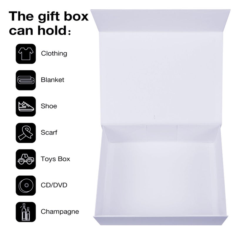 Aimyoo 5 Pack White Magnetic Gift Boxes with Lids 13.8x9x4.3 in, Large Bridesmaid Groomsman Proposal Box, Rectangle Collapsible Box for Present Graduation Birthday Wedding Storage,1 Count (Pack of 5) - Image 4