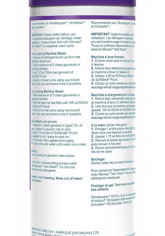 Nikwax Softshell Proof Wash-In Waterproofing for Softshell Clothing - 300ml - Image 2