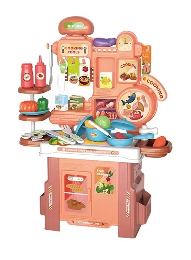 Realistic Kitchen Play Set with Storage Function, Multifunctional Pretend Play Toys for Kids with Kitchen Utensils, Seasonings, and Food Toys, Perfect for Early Enlightenment and Parent-Child Interaction - Image 5