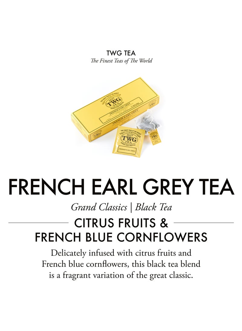 TWG Tea French Earl Grey | Black Tea | Citrus Fruits & Blue Cornflowers | 15 Hand Sewn Cotton Teabags | Gift Set - Image 3