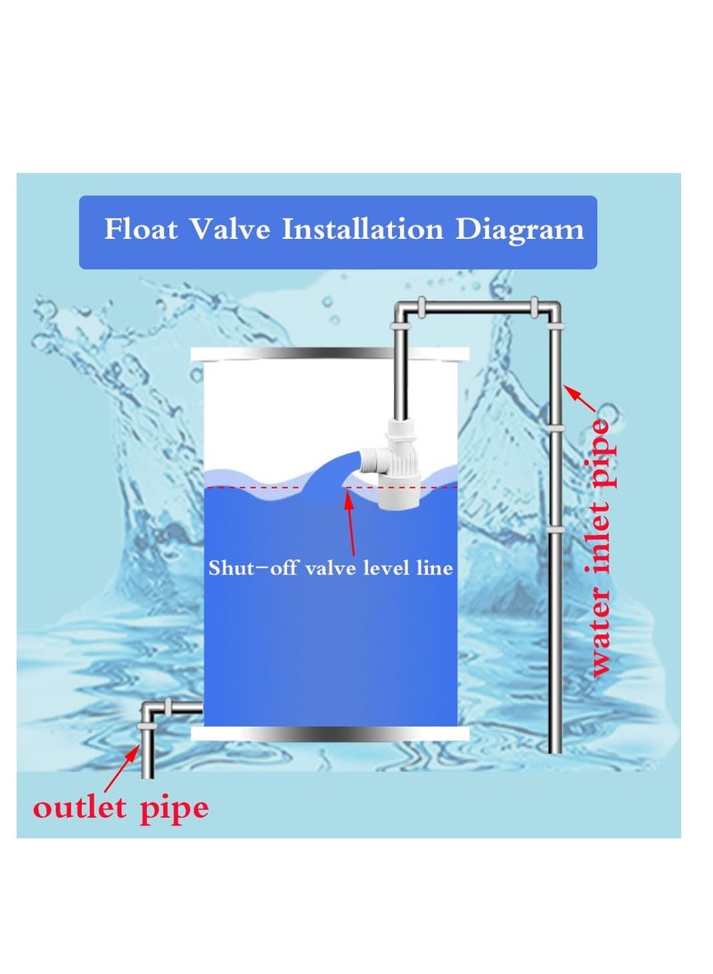 Excefore 2 Pack 1/2" Water Float Valve, Automatic Water Level Control Float Valve, Suitable for Water Tanks, Pools, Tower, Distiller - Image 5