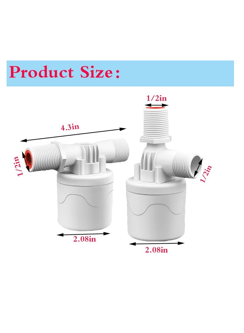 Excefore 2 Pack 1/2" Water Float Valve, Automatic Water Level Control Float Valve, Suitable for Water Tanks, Pools, Tower, Distiller - Image 2