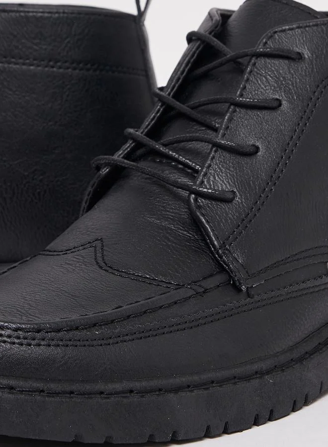 Styli Hi-Top Flat Heel Lace Up Ankle Boots