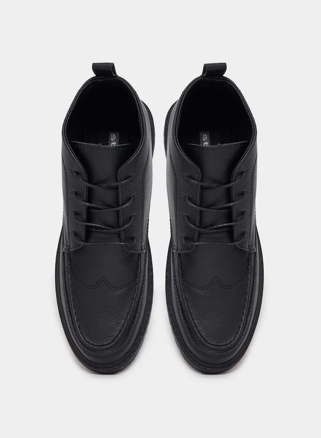 Styli Hi-Top Flat Heel Lace Up Ankle Boots
