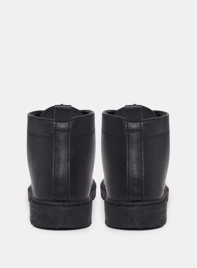 Styli Hi-Top Flat Heel Lace Up Ankle Boots