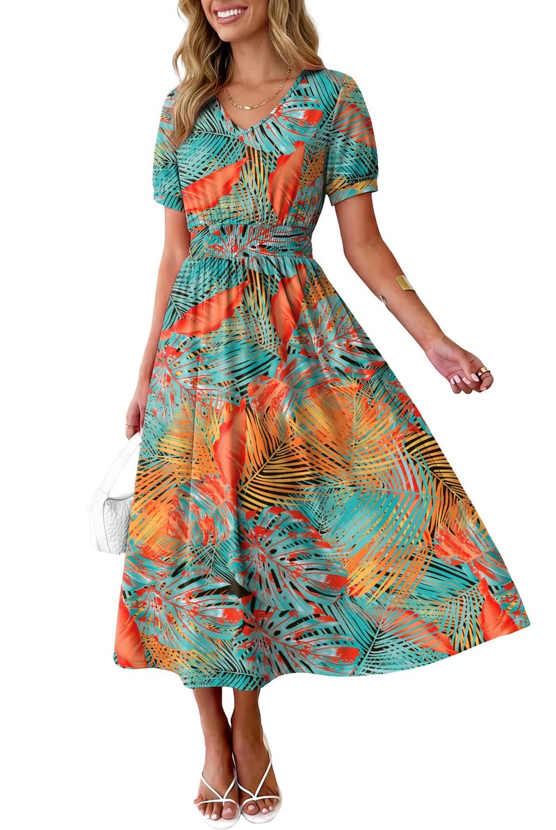 OFEEFAN Boho Maxi Dresses for Women Summer Ladies Midi Sundresses Long Casual Dress Spring Beach Vacation Outfits Fashion Clothing 2026 Trendy Resort Wear A Line Flowy Hawaiian 03 L - Image 2