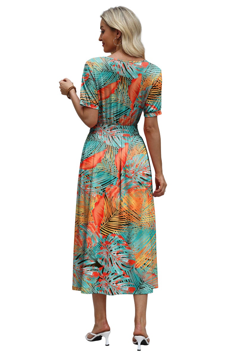 OFEEFAN Boho Maxi Dresses for Women Summer Ladies Midi Sundresses Long Casual Dress Spring Beach Vacation Outfits Fashion Clothing 2026 Trendy Resort Wear A Line Flowy Hawaiian 03 L - Image 5