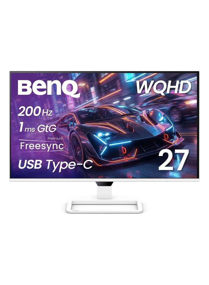 BenQ EW270Q 2K QHD 200Hz USB-C 65W PD Gaming Monitor, 1ms, 5W Speakers, HDRi, AMD FreeSync Premium - KSA - 3 Year Warranty White White - Image 1