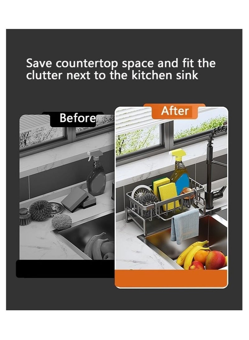 Zikra Sink Sponge Holder, Sink Caddy Organizer with Quick Draining Tray, Kitchen Sponge Holder, Quick Draining, Gray - Image 2