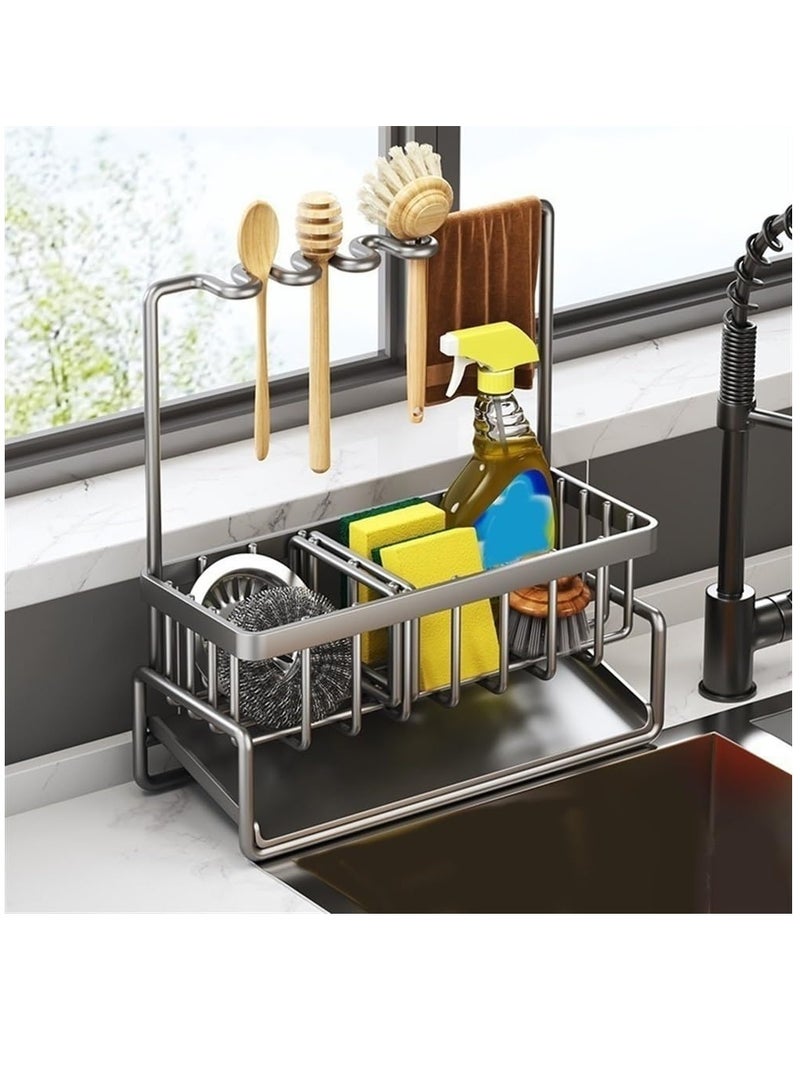 Zikra Sink Sponge Holder, Sink Caddy Organizer with Quick Draining Tray, Kitchen Sponge Holder, Quick Draining, Gray - Image 1