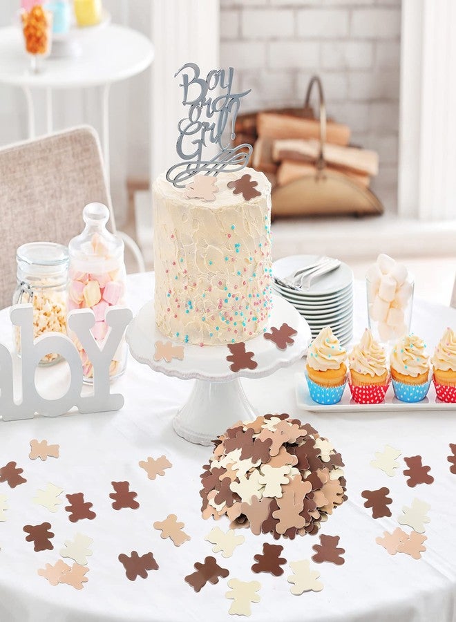 Zhanmai 500 Pcs 1.2 Inch Bear Confetti Baby Shower Cream Brown Decoration We Can Bearly Wait Bear Shaped Paper Confetti Table Scatter First Birthday Decorations for Boy Girl Home Party Table Supply - Image 5