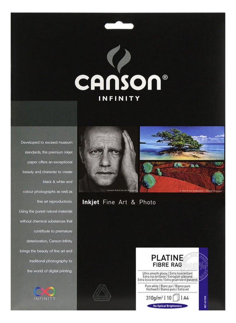 Infinity Platine Fibre Rag Ultra Smooth Glossy A4 10 Sheets