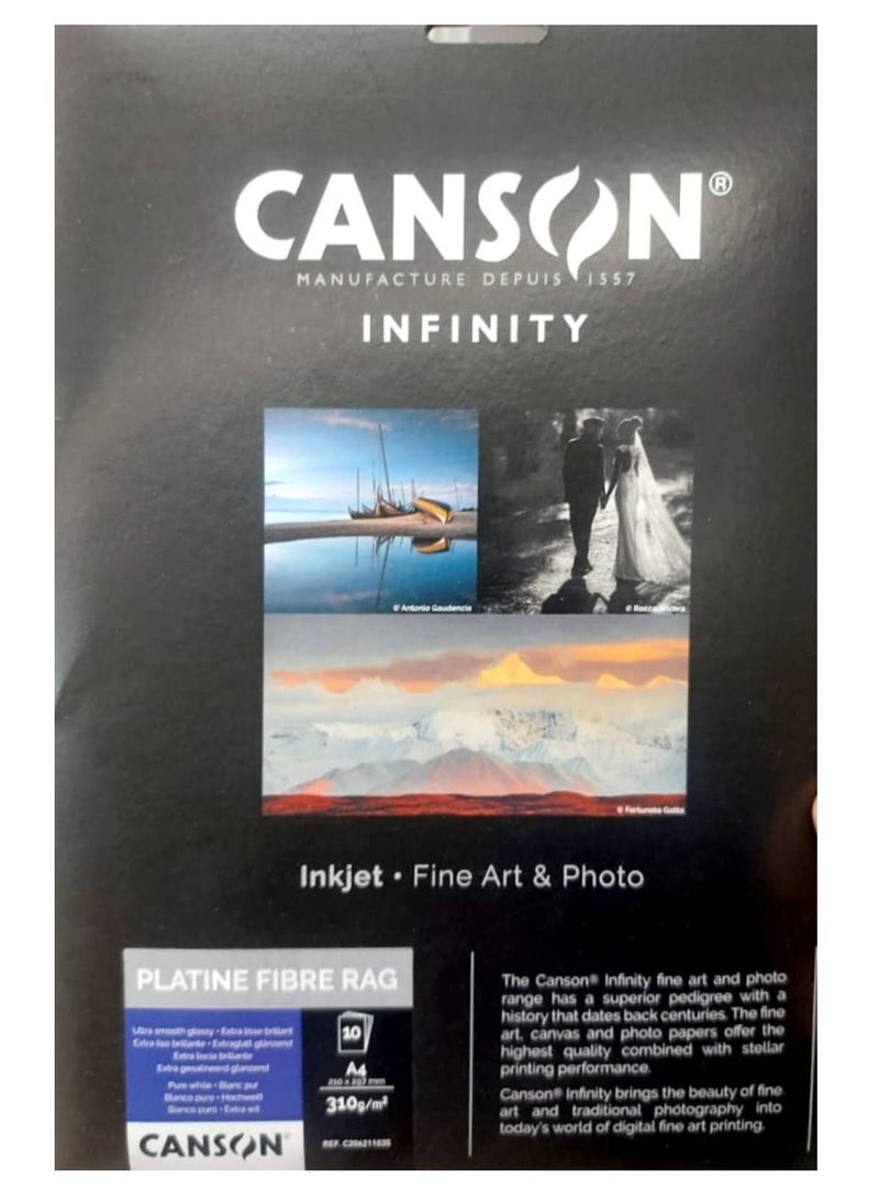Infinity Platine Fibre Rag Ultra Smooth Glossy A4 10 Sheets