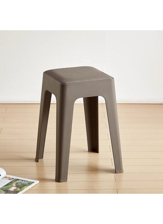 DANUBE HOME Hatem Stool Light Weight Single Backless Chair PP+PU Cushion Material Modern Design 1 Seater Chair For Living Room Dining Room Indoor Furniture L28xW28xH47.5cm -Grey 