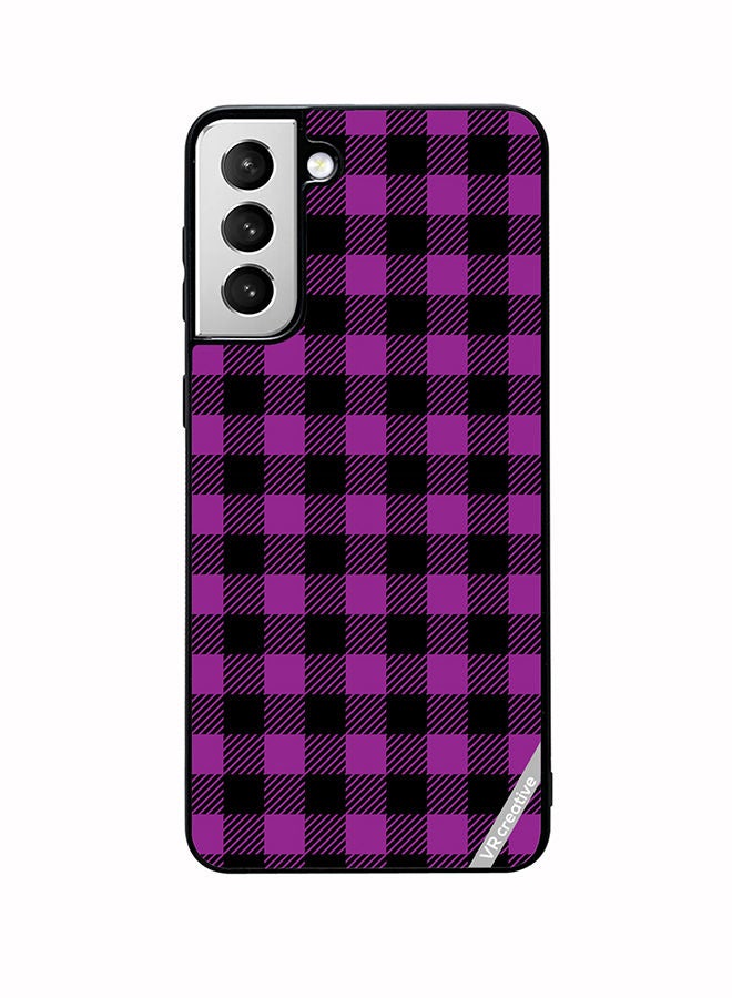 VR CREATIVE Protective Case Cover For Samsung Galaxy S22 Plus 5G Purple And Black Chequered Design Seamless Pattern Design Multicolour - Image 1