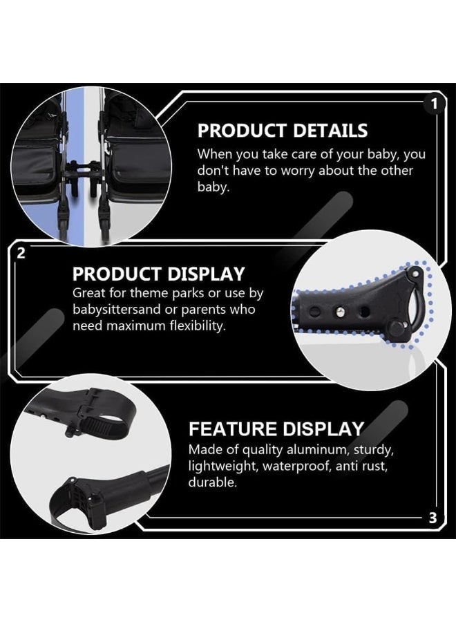 3-Pack Twin Strollers Connector, Universal Stroller Connector Kit, Side by Side Double Stroller Adapter, Converts Two Single Strollers into a Tandem Stroller for Twins, Fits Most Strollers - Image 3