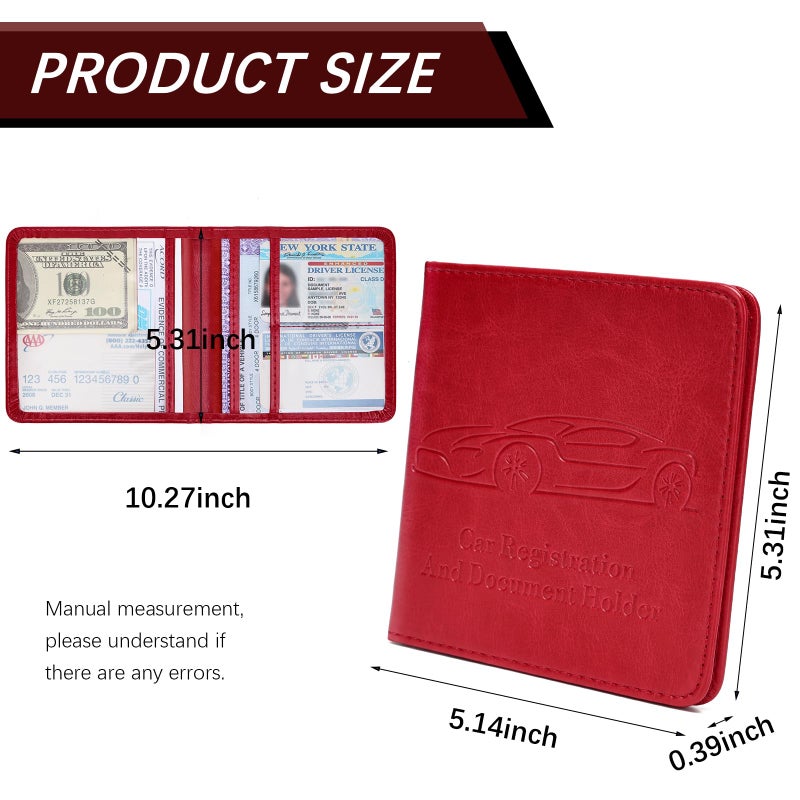 Peisicne Registration and Insurance Card Holder, Vehicle Glove Box Car Organizer with Magnetic Closure, Interior Car Accessories for Documents, Cards, License Storage, 1-Pack Red - Image 5