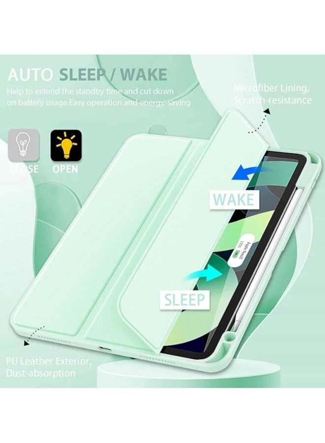 iPad 10th generation Air 5 2022 / Air 4 , 10.9 inch Smart Cover with Stand (2022/2020) with Pencil Holder, Lockable Smart Cover/Auto Screen On/Touch ID, Transparent Cover with Auto On/Sleep, Light Green - Image 2