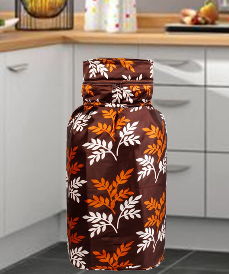 E-Retailer ERetailer Polyester 3Layered LPG Gas Cylinder Cover with Zip Enclosure ColorLeaf Brown Size26x14 Inches