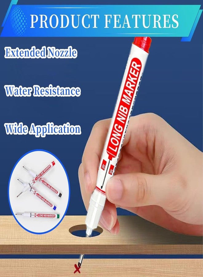Buildcon Deep Hole Marker Pen, Tracer Marker Pen, Carpenter Pencil, Long Nib Marker for Wood, Metal, Concrete, Professional Construction Tools, Industrial Use, DIY Projects (12) - Image 4