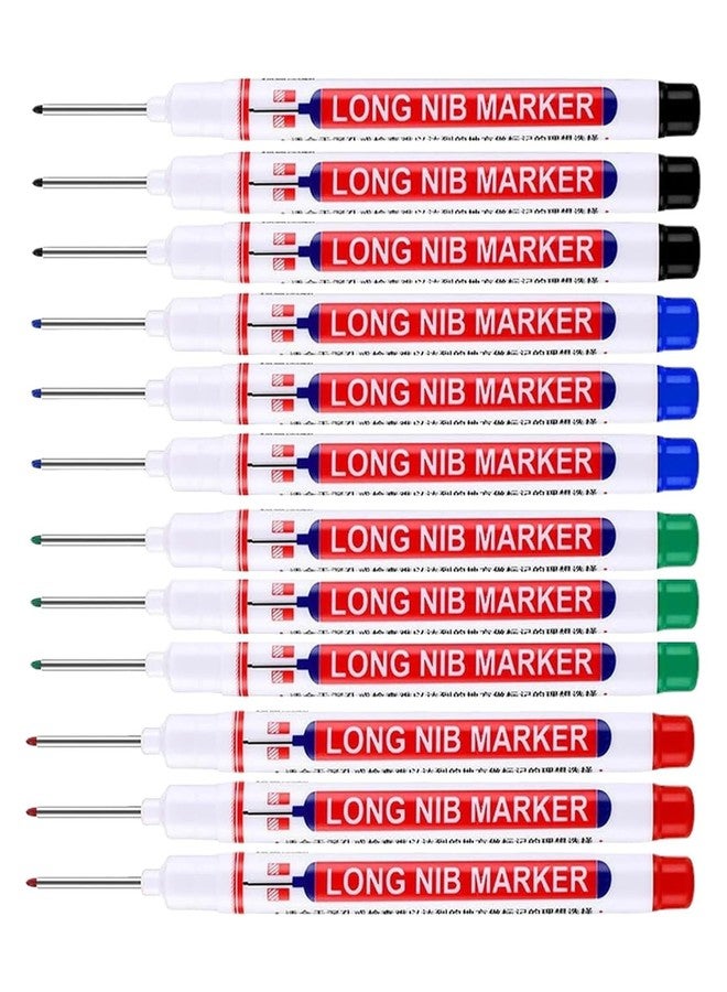 Buildcon Deep Hole Marker Pen, Tracer Marker Pen, Carpenter Pencil, Long Nib Marker for Wood, Metal, Concrete, Professional Construction Tools, Industrial Use, DIY Projects (12) - Image 1