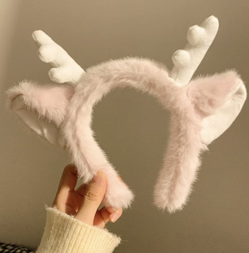 Generic Plush Dragon Antler Headband Cute Deer Ear Hairband Pink dragon horn-headband