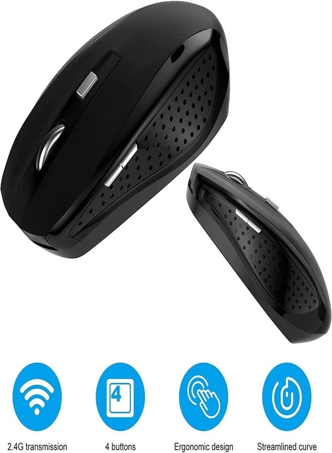 Guiheng Wireless Mouse, 2.4Ghz Wireless Mouse Computer Mouse 1200,6 Buttons with Nano Receiver for Laptop,PC,Chromebook,Computer,Notebook,Office (Black) - Image 5
