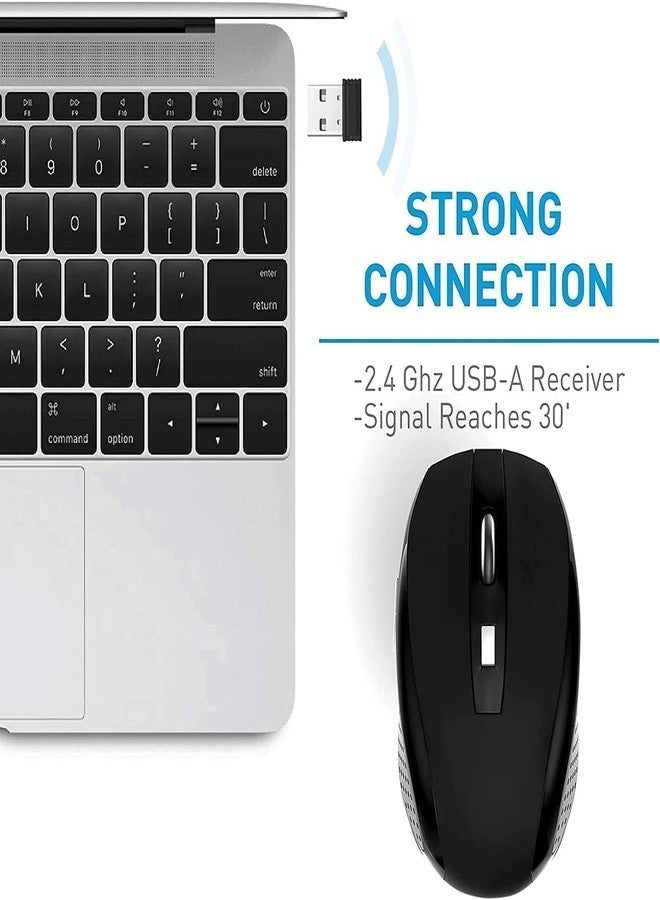 Guiheng Wireless Mouse, 2.4Ghz Wireless Mouse Computer Mouse 1200,6 Buttons with Nano Receiver for Laptop,PC,Chromebook,Computer,Notebook,Office (Black) - Image 4