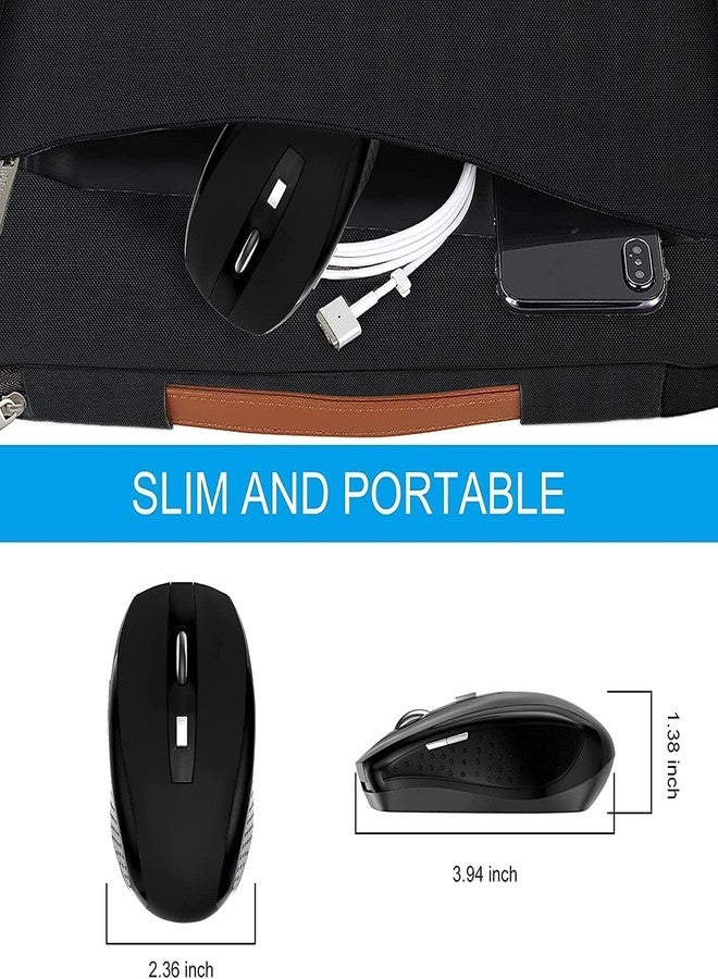 Guiheng Wireless Mouse, 2.4Ghz Wireless Mouse Computer Mouse 1200,6 Buttons with Nano Receiver for Laptop,PC,Chromebook,Computer,Notebook,Office (Black) - Image 2
